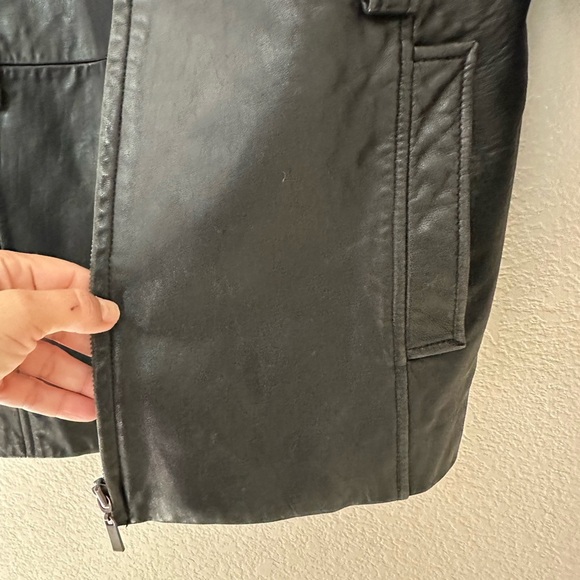 Charles Klein  Men's  L Black Genuine Soft  Leather Blazer Zip Front Jacket Coat - Picture 4 of 11